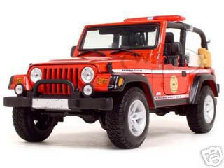 2003 Jeep Wrangler Rubicon Fire Unit Diecast Model 1/18 Die Cast Car By Maisto