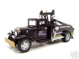 Copy of 1934 Ford Tow Truck Diecast Model Black 1/24 Die Cast Car By Unique Replica