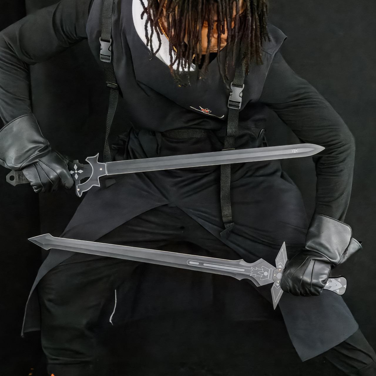 Kirito品　ホルスター Kiritos Dark Replulser Elucidator Back Sheath Sword Set