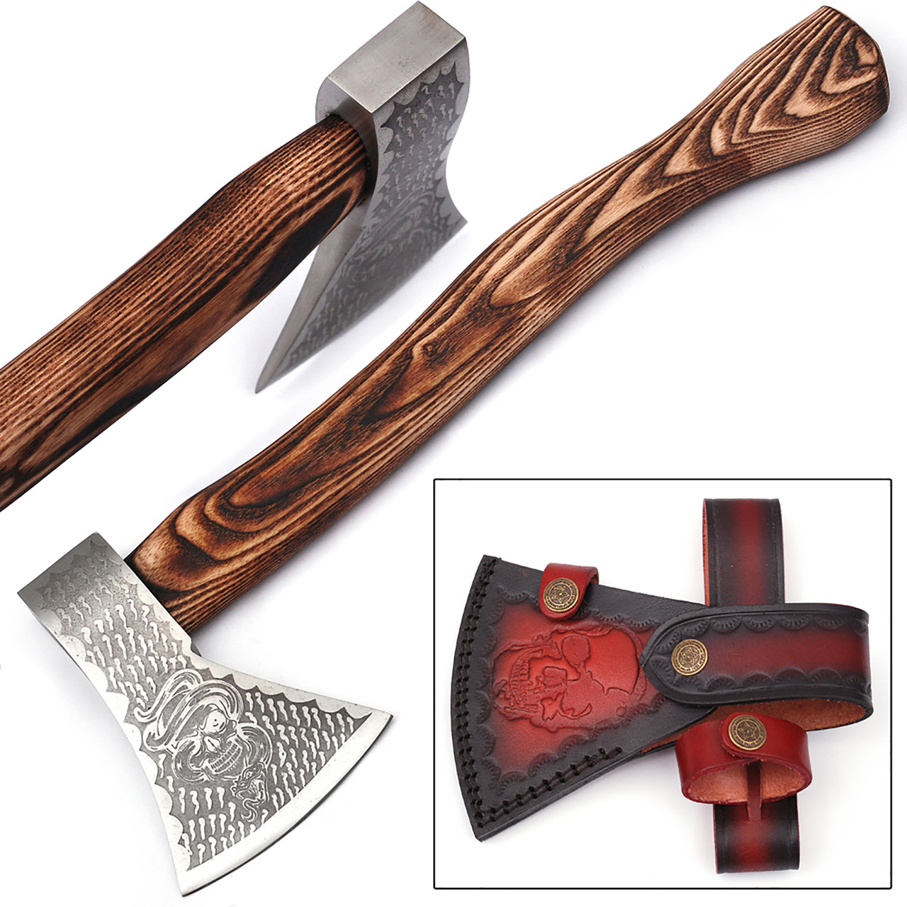 セオドア•アレキサンダー　パンサースカルプチャー オブジェ Snake Skull Warrior Bushcraft Axe Wood Burnt Handle