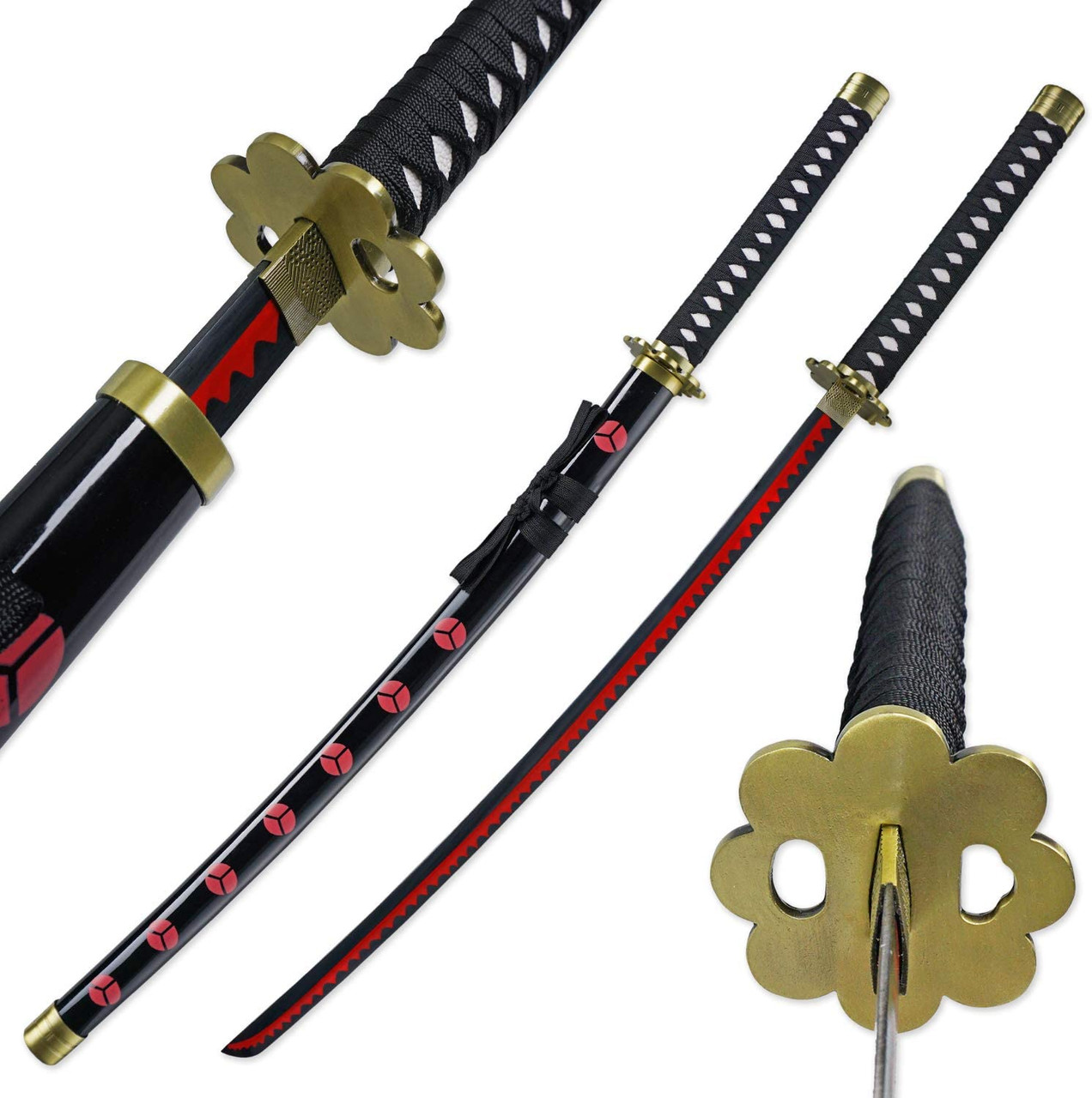  Adust Carbon Steel Zoro Sword, Anime Sword, 41 inch Overall,  Japanese Katana Samurai Sword : Sports & Outdoors