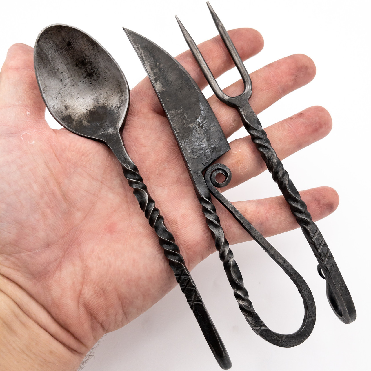 Handmade Medieval Iron One Piece Fork Spoon Knife Utensils