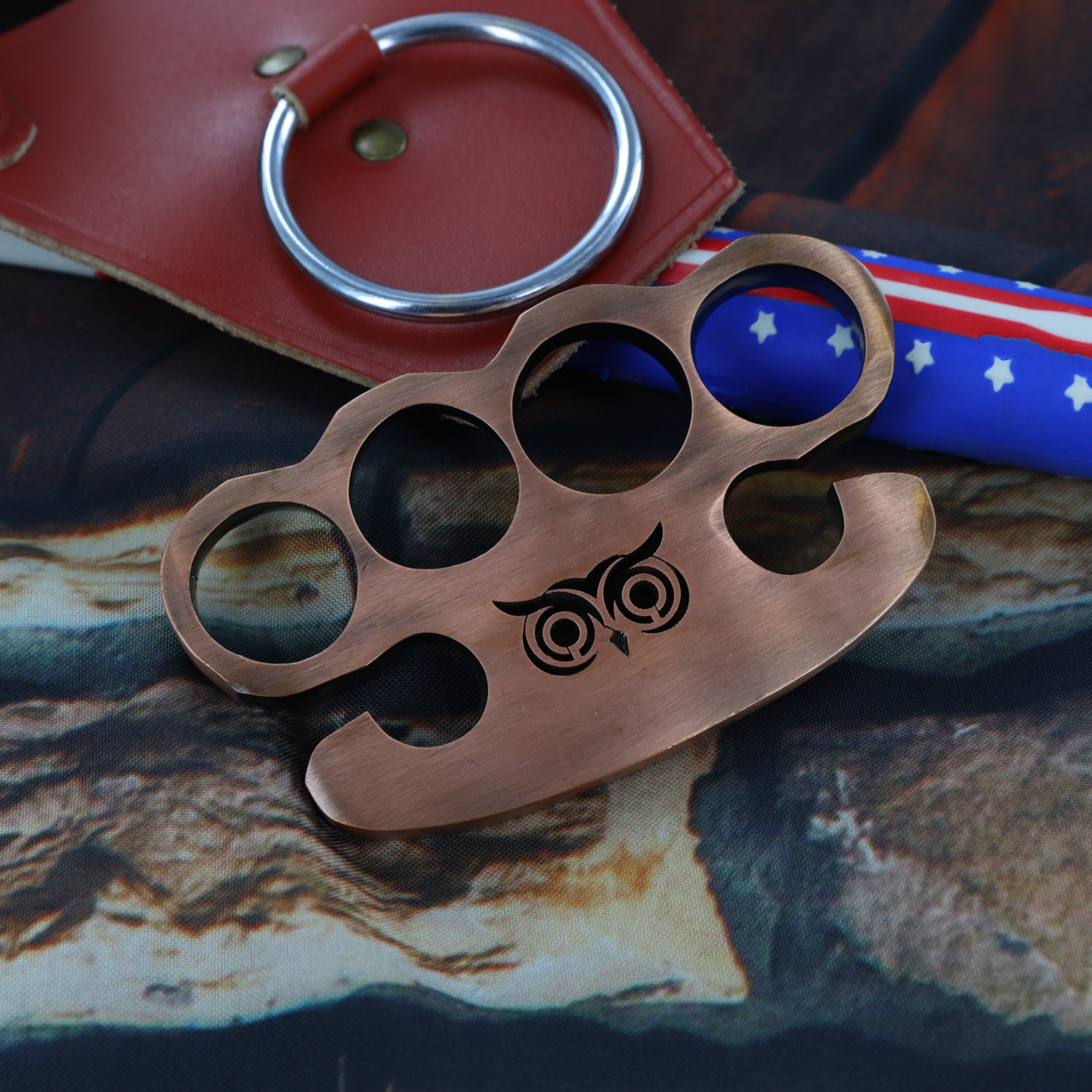 What A Hoot Pure Solid Brass Knuckle Duster Novelty Paper Weight Knuckle w/  Copper Plate Coating