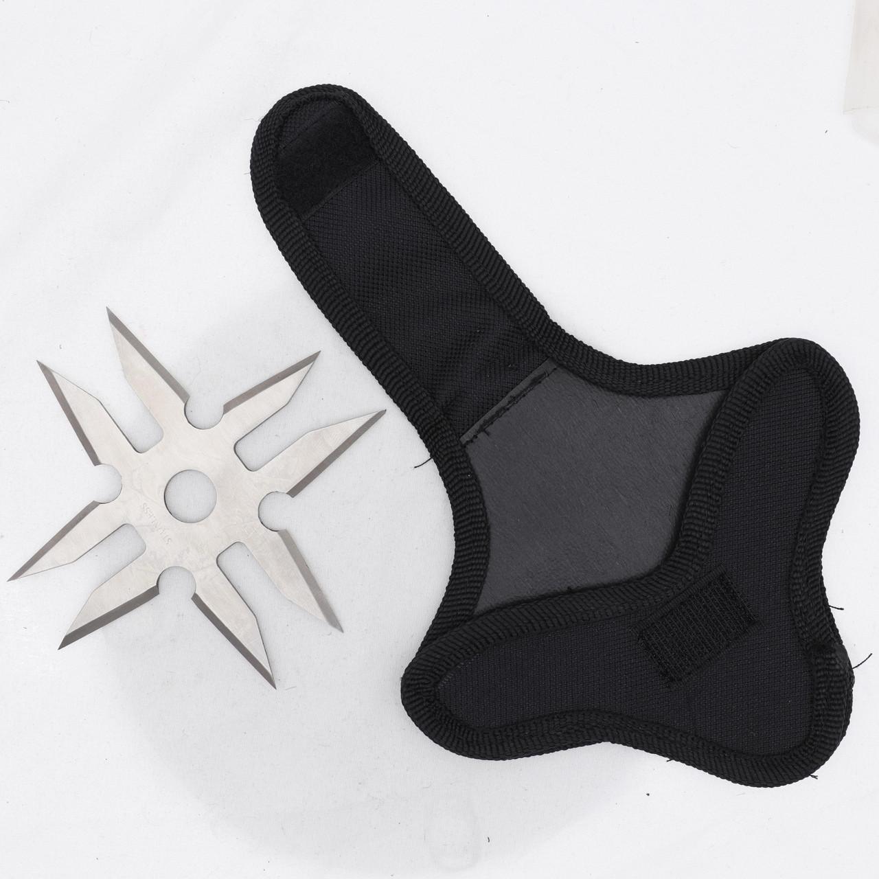 Six Point Ninja Throwing Star with Sheath – Stainless Steel Shuriken