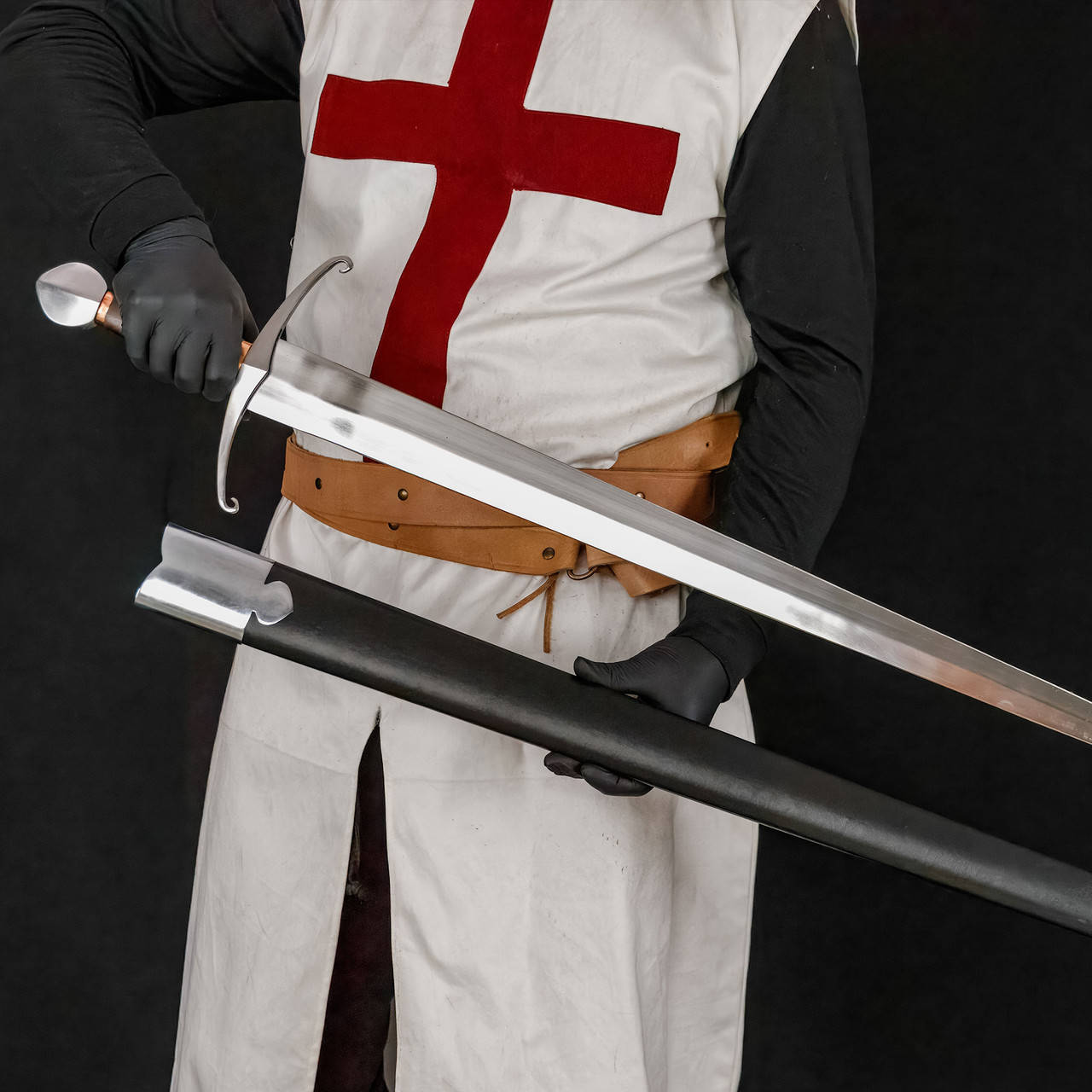 Medieval Hand Forged Double Edge Sword with Leather Scabbard