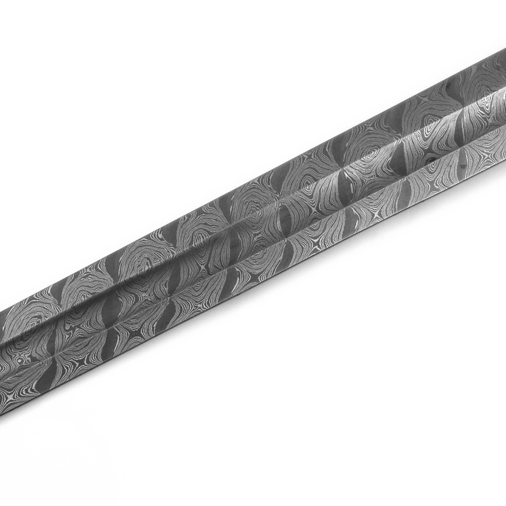 Carolingian Revival Forged Damascus Sword Triangle Brass Pommel Leather ...