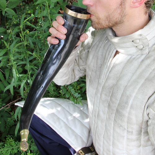 Brass Adorned Medieval Drinking Horn