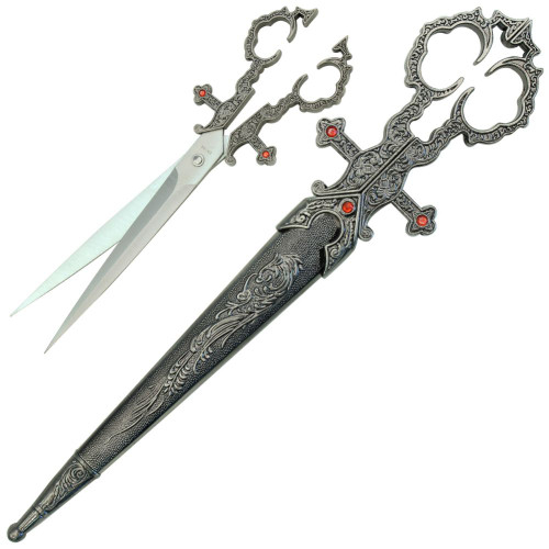 Renaissance Medieval Scissors Silver Dagger