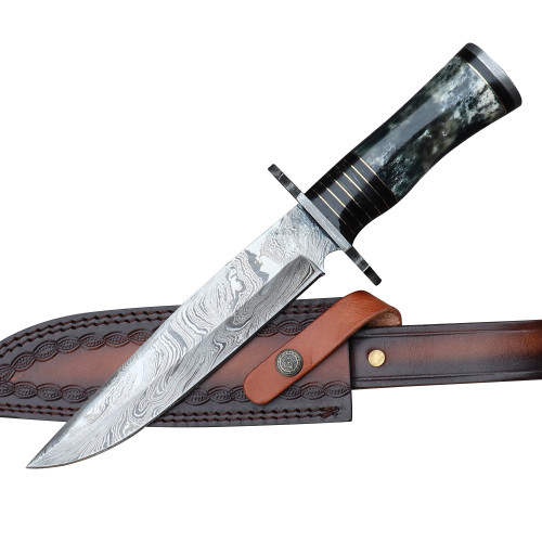 Right Hand of Artemis Damascus Steel Fixed Blade Hunting Knife
