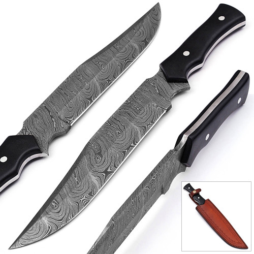 Blood & Ink Damascus Steel Outdoor Bowie Hunting Knife