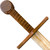 Medieval Wooden Training Sword - Walnut Brown | Beech Wood w/ Leather-Wrapped Handle | Medieval Crusader Wooden Sword