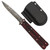 Micarta Simple Butterfly Red & Black Knife w/ ABS Belt Holster | Damascus Steel Blade | Drop Point