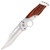 Flexible Skillset Automatic Stainless-Steel Clip Point Contoured Sheesham Wood Scales Switchblade Pocket Knife w/ Safety Lock & Finger Hole