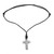 Damascus Steel Cross Pendant Necklace w/ Adjustable Leather Cord