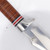 Mirror Polished Trailing Point Knife with Stacked Leather Handle & Leather Sheath