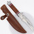 Mirror Polished Trailing Point Knife with Stacked Leather Handle & Leather Sheath