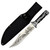 Decorative Guard Scroll Handle Engraved Fixed Blade Knife – Full Tang Outdoor Knife w/ Hardwood Handle & Sheath