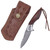 Bolstering Engraved Top Class Folding Knife – Damascus Pattern Blade with Leather Sheath