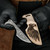 Raven Head Damascus Neck Knife with Leather Sheath – Full Tang Forged Steel