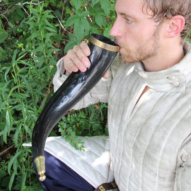 Brass Adorned Viking Drinking Horn