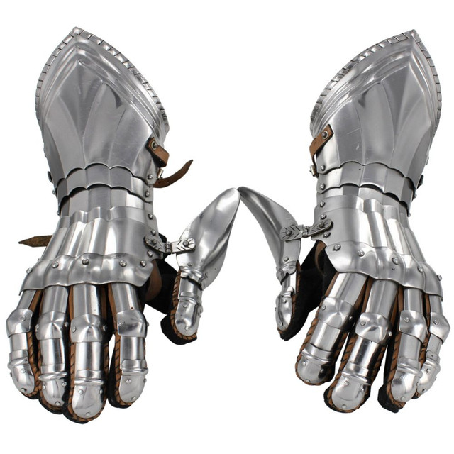 Armored Medieval Polished Knights Gauntlets