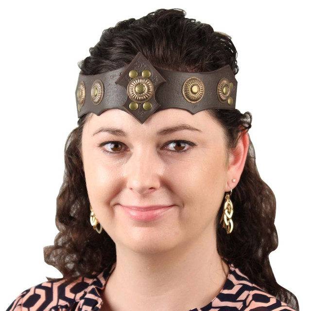 Ornate Warrior Queen Tawny Leather Headband