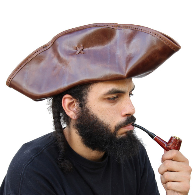 Real Leather Handmade Tricorn Pirate Hat