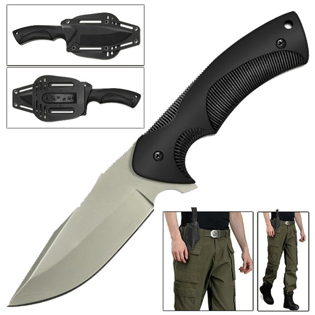 Intimidation Technique Tactical Hunting Knife with Paddle FREE Sharpening Stone Combo