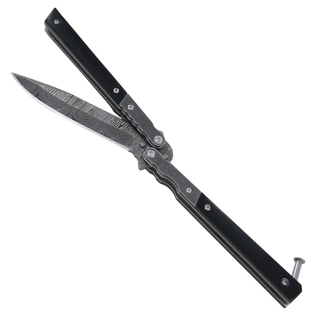 Damascus Steel Precision Cut Butterfly Knife