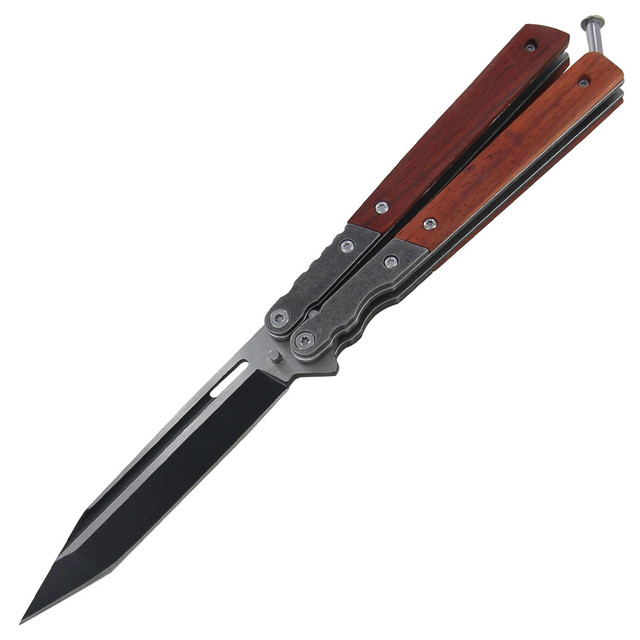 Two Toned Stainless Steel Butterfly Fanning Knife