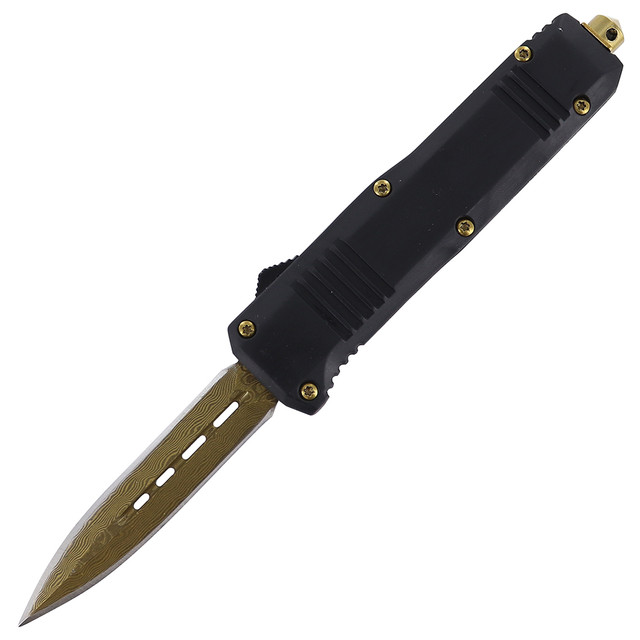Golden Fang Compact Damascus Steel Automatic OTF Knife
