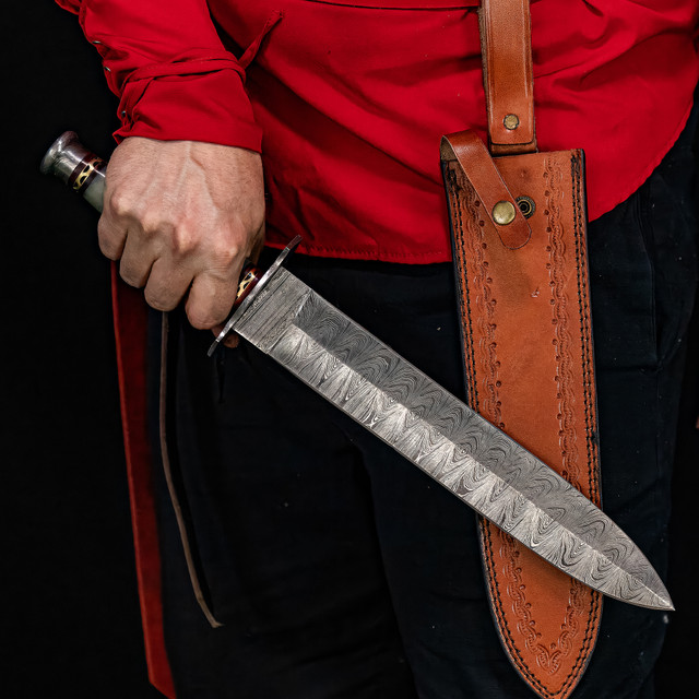 Legion of the Damned Damascus Steel Dagger with Leather Sheath