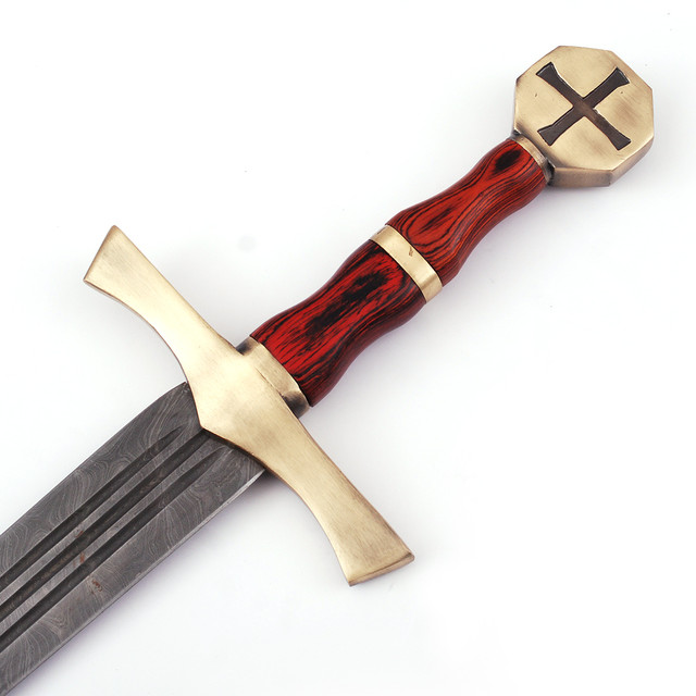 Descendent of the Holy Knights Damascus Steel Templar Knight Sword