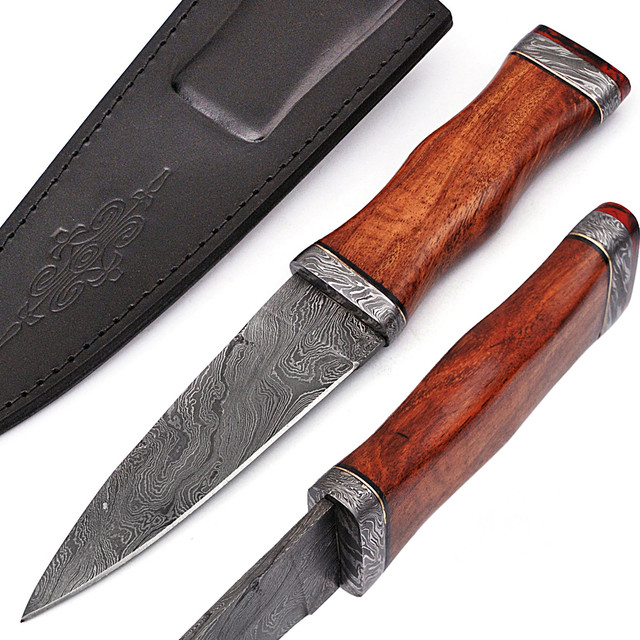 Radicals Prophecy Spear Point Hunting Knife Contoured Wooden Handle Sheath Included
