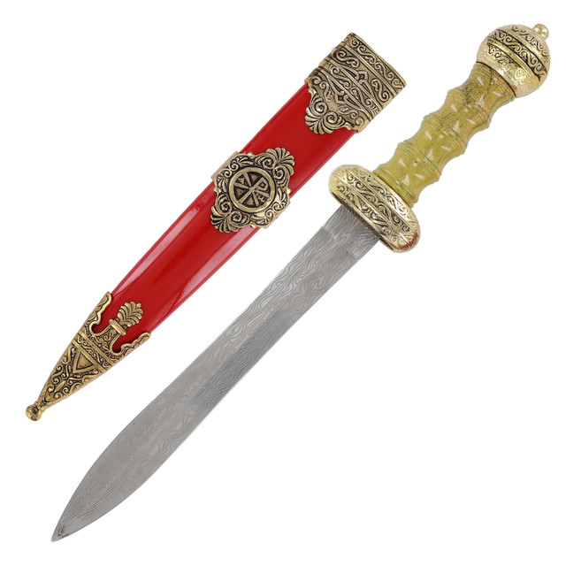 Roman Royal Small Etched Wave Pattern Gladius Pugio Dagger