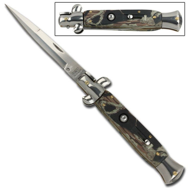 Mafia Italian Milano Stiletto Silver Stag Handle Automatic Knife