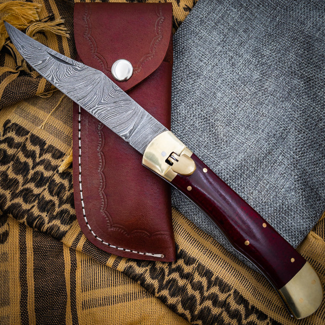 Rappel Down Automatic Large Damascus XL Lever Lock Clip Point