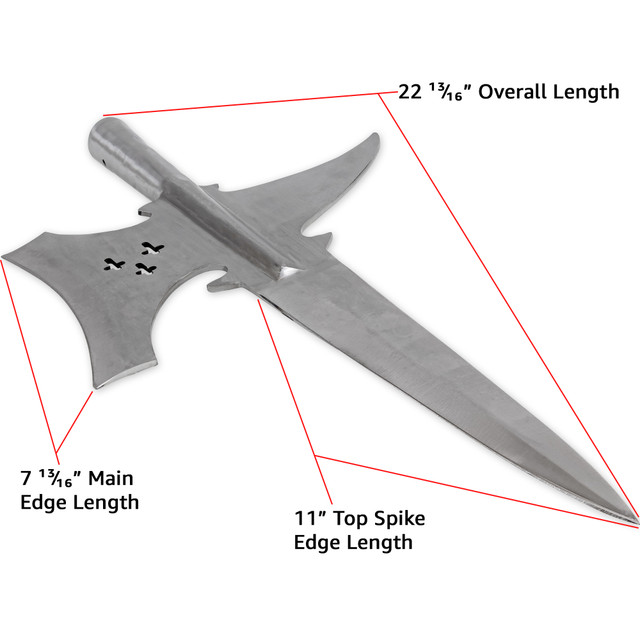 Coup De Grâce Medieval Functional Triple Edge Templar Knight Predrilled Historical Replica Halberd Spearhead