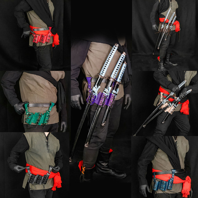 Reverse Illusion 3 Sword Dagger Left-Handed Color Choice Medieval Belt Frog w/ Black Lacing