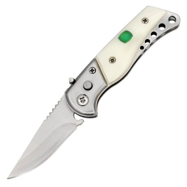 Working Man Compact Automatic Drop Point Switchblade Knife w/ Safety Lock