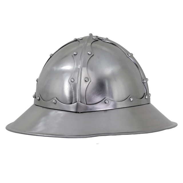 Guard from Above 16G Steel Forged Medieval Reenactment Kettle Helmet w/ Chin Strap & Leather Liner