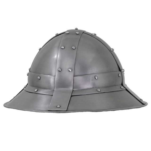 Rising Arch 18G Steel Forged Italian Medieval Kettle War Hat Helm Helmet w/ Chin Strap & Leather Liner