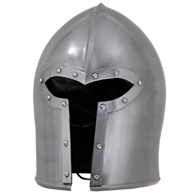 Bearded Combatant 16G Forged Steel Classic Barbuta Barbute Helm Helmet w/ Reinforced Eye Opening & Leather Liner