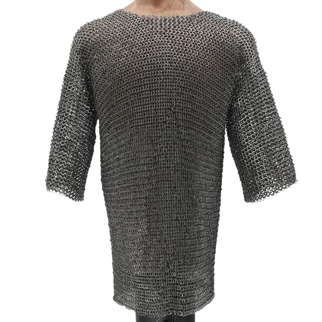 Half Sleeved Riveted Chainmail Shirt - XL | Zinc Chainmail Shirt Armor for Full Arms, Chest, Back & Shoulders Protection