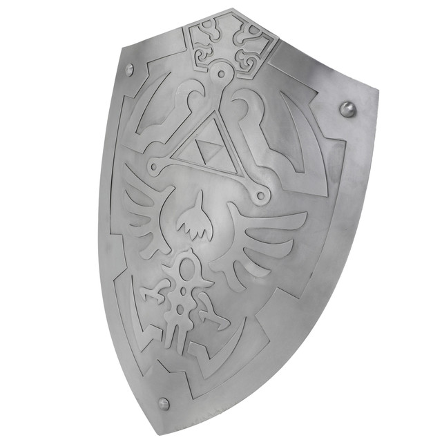 Polished Zelda Shield with 25-Inch Height and Adjustable Handle Polished Zelda Shield with 25-Inch Height and Adjustable Handle