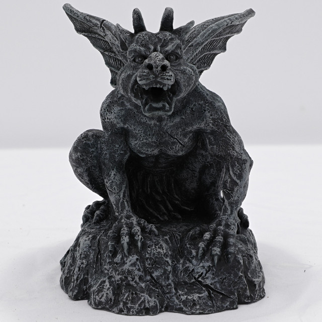 Medieval Gargoyle Figurine on Rock – Fantasy Mythology Statue with Gift Box
