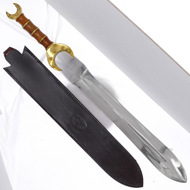 High Status Gaul Celtic Short Sword with Brass Hilt & Leather Sheath