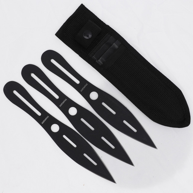 Stealth Black 3-Piece Throwing Knife Set with Nylon Sheath Stealth Black 3-Piece Throwing Knife Set with Nylon Sheath