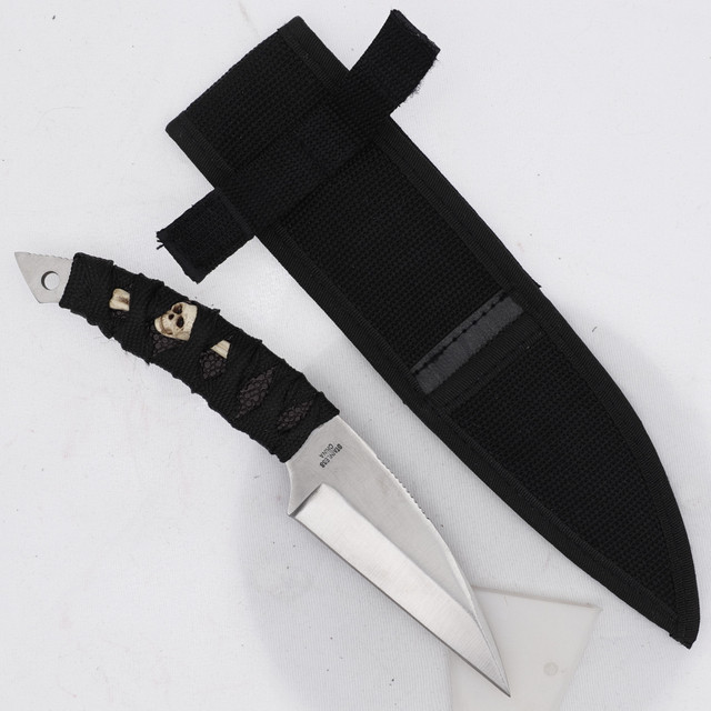 Skull Wrapped Handle Full Tang Throwing Knife with Nylon Sheath
