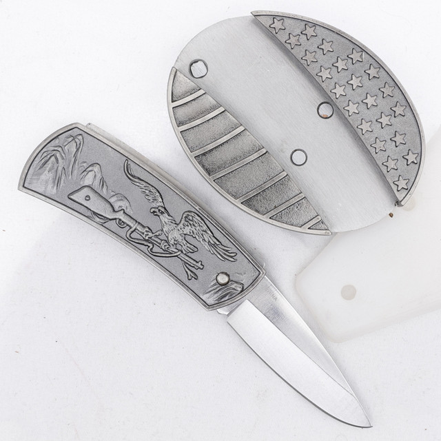 American Eagle Folding Pocket Knife with Pewter Handle